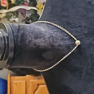 Gold Double Chain Necklace with Gold Slide Bead 16 inches 233